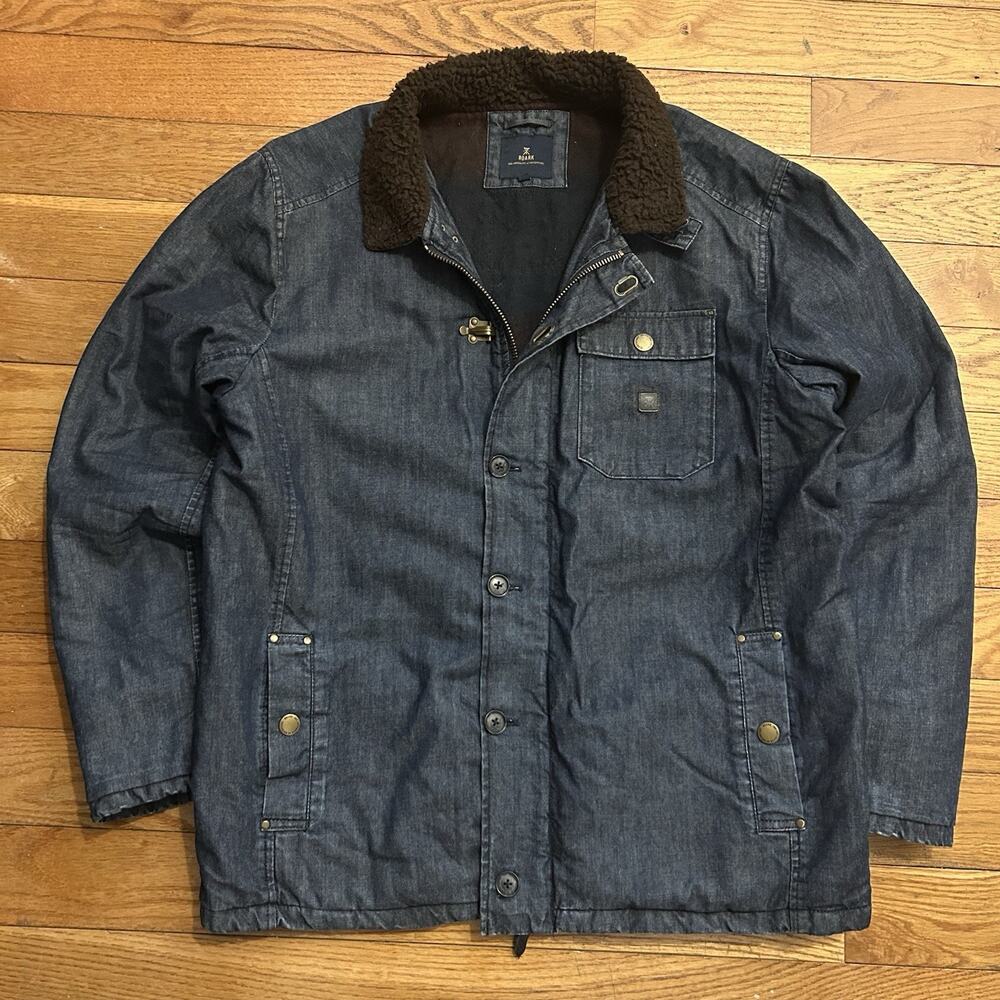 Roark Axeman Denim Blanket Lined Sherpa Collar Chore Jacket Large